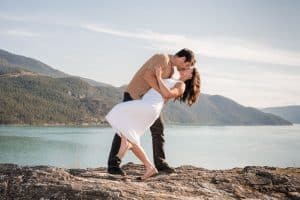 Kelowna wedding photographers mountaintop engagement session